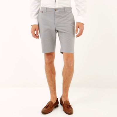 Navy smart tailored dogtooth print shorts